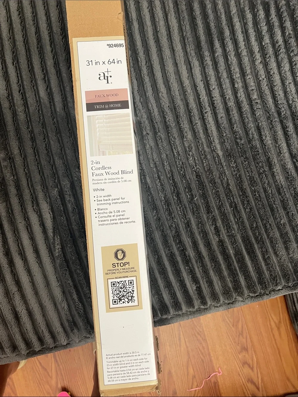 White Faux Wood Cordless Blind - 31 x 64 in